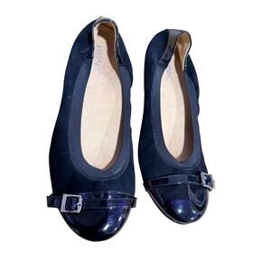 Vionic Neva Suede Cap Toe Ballet Flats Shoes Black Women 8.5 Arch Ortho Support